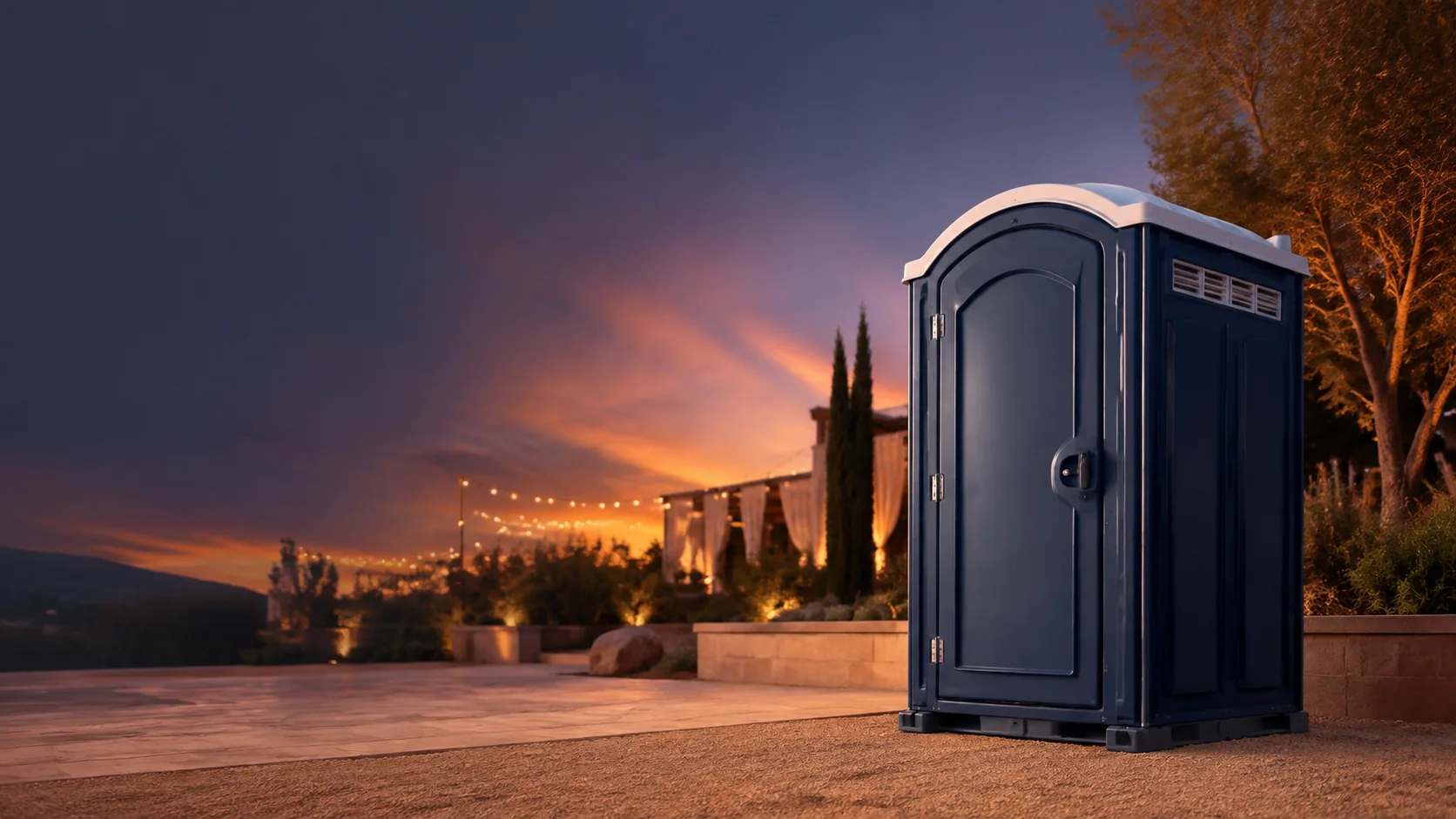 Portable restroom shown for rental planning in Chicago, IL
